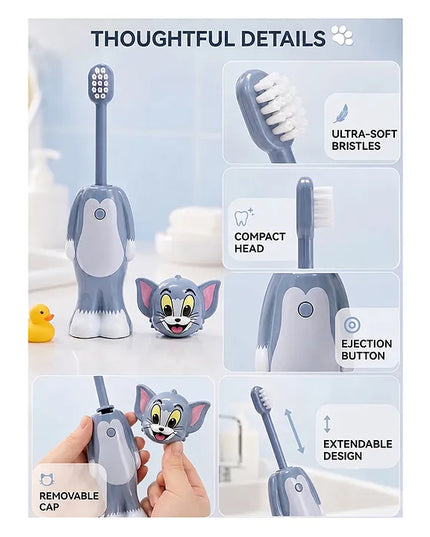 Tom and Jerry Cartoon Character Kids Toothbrush Holder with Cover | Cute Bathroom Organizer Any Colour (Copy) (Copy)