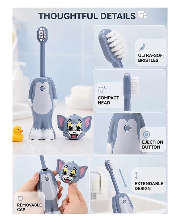 Tom and Jerry Cartoon Character Kids Toothbrush Holder with Cover | Cute Bathroom Organizer Any Colour (Copy) (Copy)