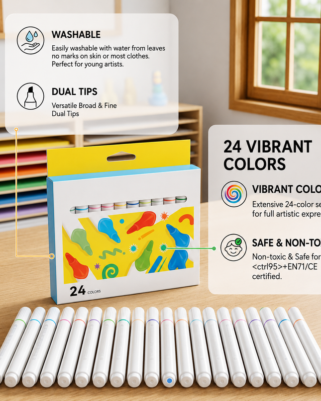 24 Pc Washable Marker Set