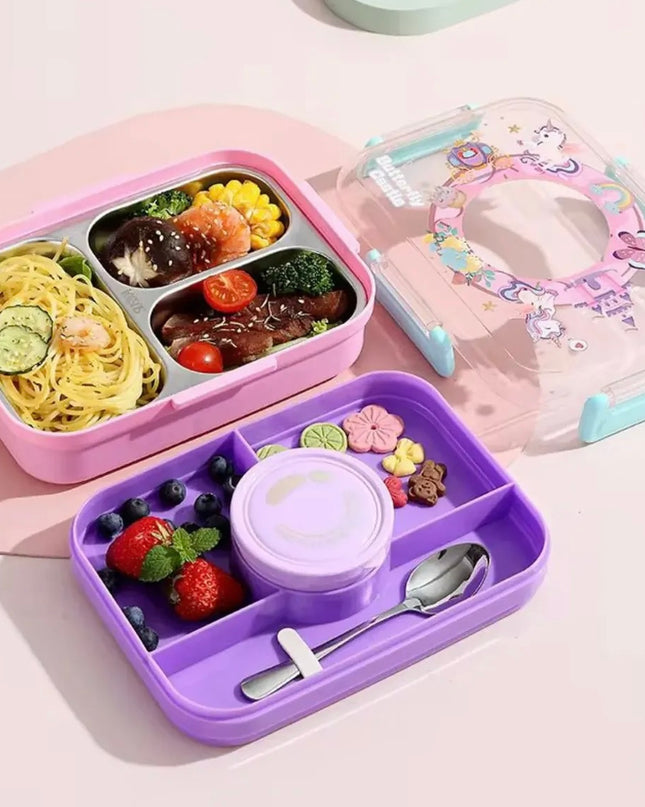 3 Grid Stainless Steel Compartment Lunch Box with Box