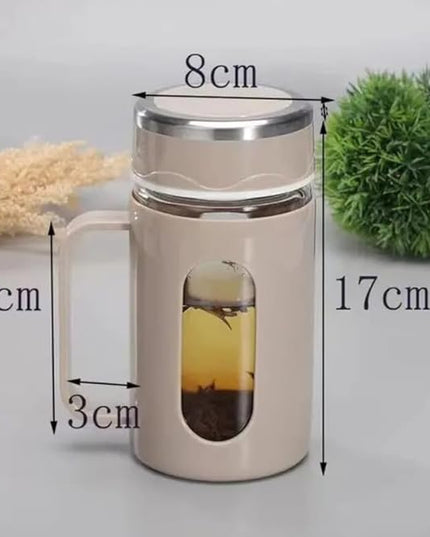 Glass Leak Proof & Airtight Lid Bottle 400ml (Glass Cup)