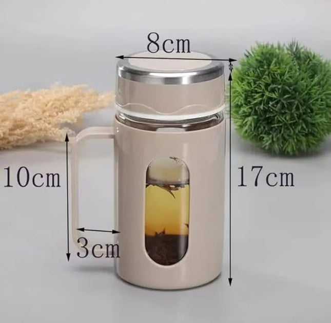 Glass Leak Proof & Airtight Lid Bottle 400ml (Glass Cup)