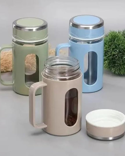 Glass Leak Proof & Airtight Lid Bottle 400ml (Glass Cup)