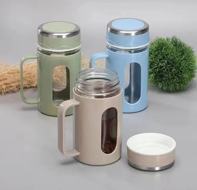 Glass Leak Proof & Airtight Lid Bottle 400ml (Glass Cup)