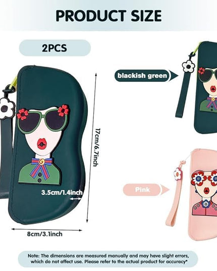 Cute Silicone Sunglass Case with Zipper & Wrist Strap, Soft Protective Glasses Holder for Women, Men & Kids | Waterproof Eyeglass Pouch with Cleaning Cloth | Travel & Everyday Use (MULTI)