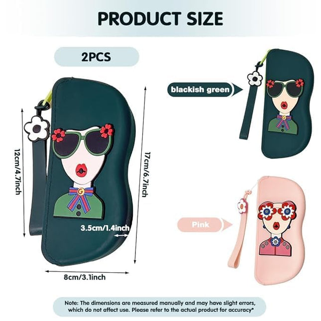 Cute Silicone Sunglass Case with Zipper & Wrist Strap, Soft Protective Glasses Holder for Women, Men & Kids | Waterproof Eyeglass Pouch with Cleaning Cloth | Travel & Everyday Use (MULTI)