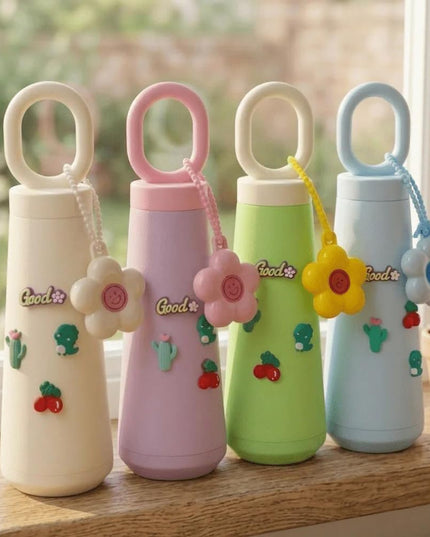 Petal Cup 450 ML Glass Water Bottle (Mix Colors)