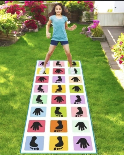 Kids Floor Learning Game Mat, Hands and Feet Pattern, 2.5 x 8 Feet PVC, Indoor Educational Activity for Ages 4-12 hopscotch Jumbo Play mat