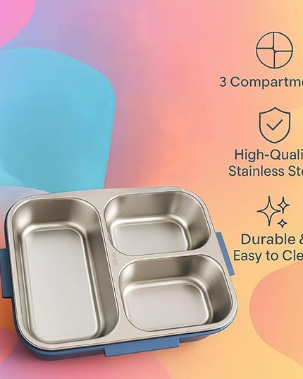 3 Compartment Steel Lunch Box