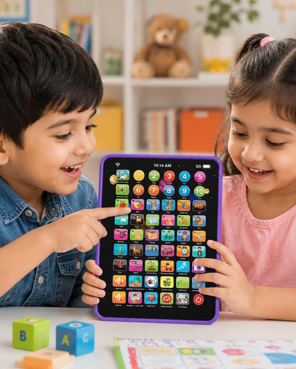 Learning Pad for Preschoolers & Toddlers 2Y+ | 14 Interactive Functions, Phonics, Alphabets, Numbers, Transport & Animal Sounds | Educational and Early Developmental Toy (Purple)