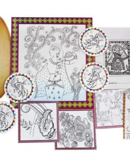 Madhubani Art Kit for Kids | DIY Traditional Indian Folk Painting Set with Colors | Educational Art & Craft Activity Kit | Creative Gift for Boys & Girls