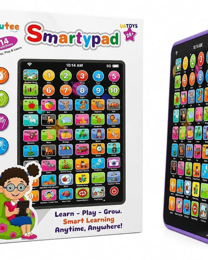 Learning Pad for Preschoolers & Toddlers 2Y+ | 14 Interactive Functions, Phonics, Alphabets, Numbers, Transport & Animal Sounds | Educational and Early Developmental Toy (Purple)