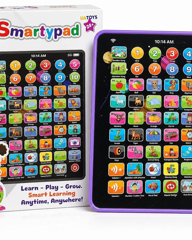 Learning Pad for Preschoolers & Toddlers 2Y+ | 14 Interactive Functions, Phonics, Alphabets, Numbers, Transport & Animal Sounds | Educational and Early Developmental Toy (Purple)