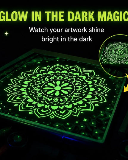 Glow in the Dark Mandala Art DIY Kit, with 6 Artwork Sheets, Coasters, Glow Paints, for Ages 3+