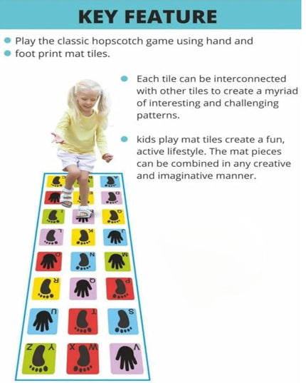 Kids Floor Learning Game Mat, Hands and Feet Pattern, 2.5 x 8 Feet PVC, Indoor Educational Activity for Ages 4-12 hopscotch Jumbo Play mat