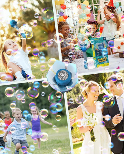 Electric Bubble Wand for Kids, Automatic Bubble Machine with LED Lights, 10000+ Bubbles per Minute, Flower Bubble Stick Toy, Portable Bubble Blower for Outdoor Play (Blue)