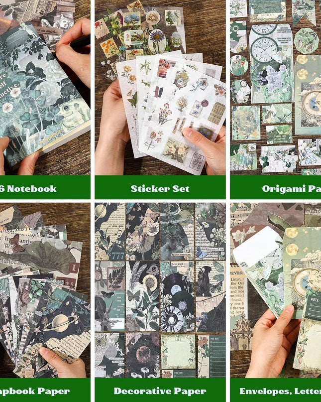 Vintage Aesthetic Journaling Set with Stickers