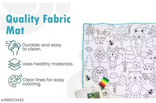 DIY Coloring Mats for Kids | Washable | Eraseable | with 6 pcs Sketch Pens