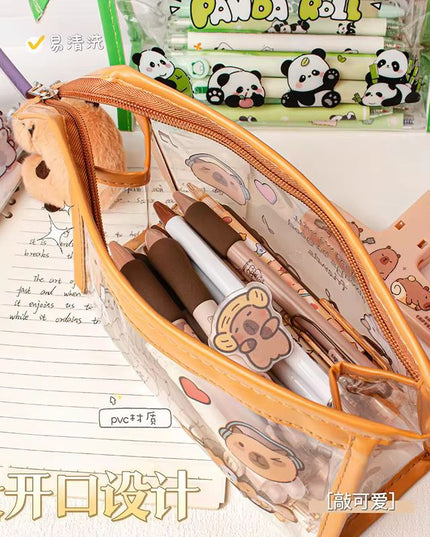 Cartoon transparent pencil pouch