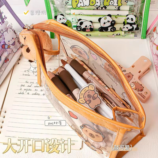 Cartoon transparent pencil pouch