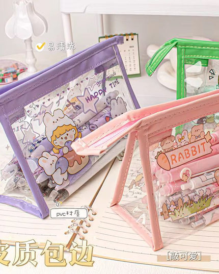 Cartoon transparent pencil pouch