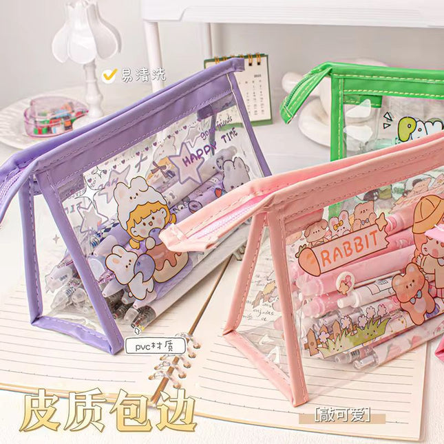 Cartoon transparent pencil pouch