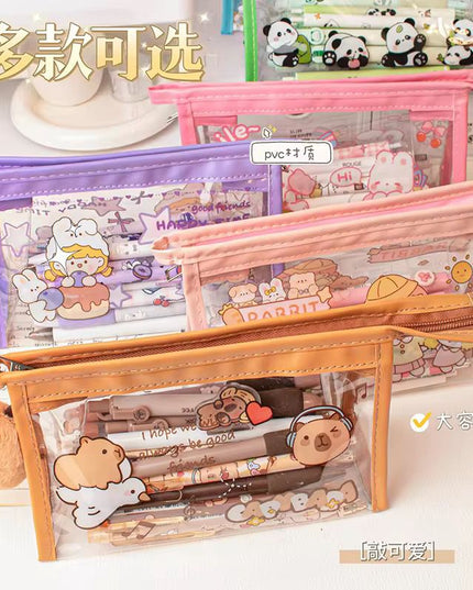 Cartoon transparent pencil pouch