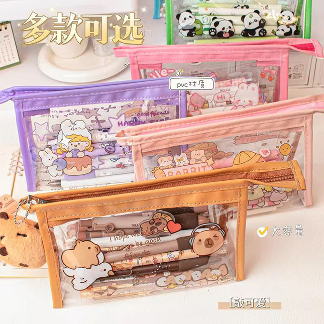 Cartoon transparent pencil pouch