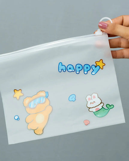Stylish Transparent Zip Lock Pouch (Pack of 5)
