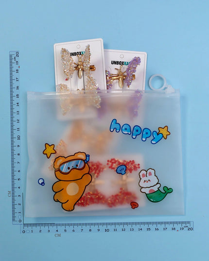 Stylish Transparent Zip Lock Pouch (Pack of 5)