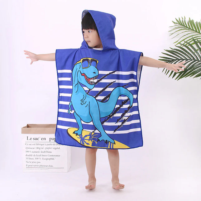 Kids’ Hooded Microfiber Bath Towel | Quick-Dry Cloak with Animal Prints