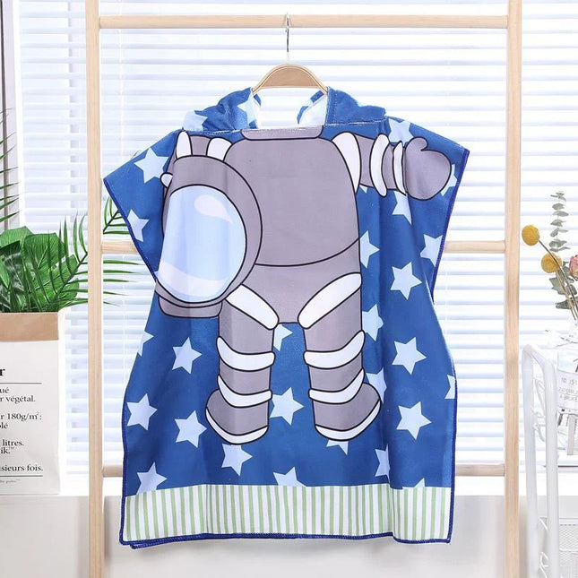 Kids’ Hooded Microfiber Bath Towel | Quick-Dry Cloak with Animal Prints