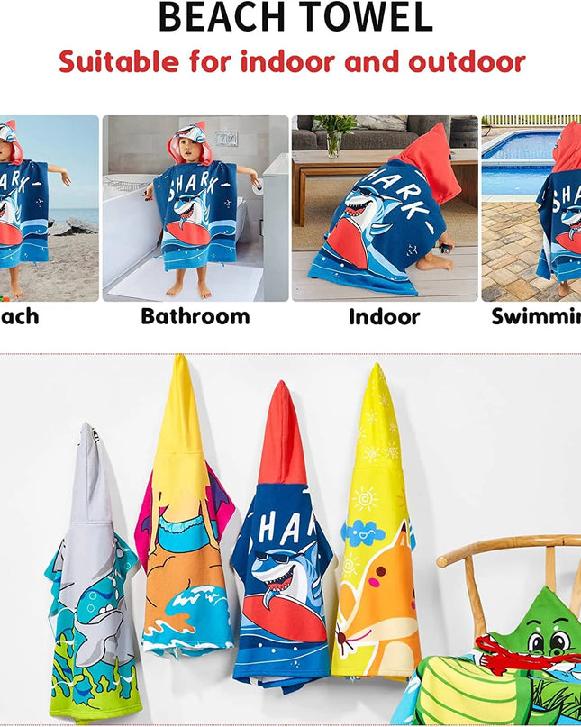 Kids’ Hooded Microfiber Bath Towel | Quick-Dry Cloak with Animal Prints