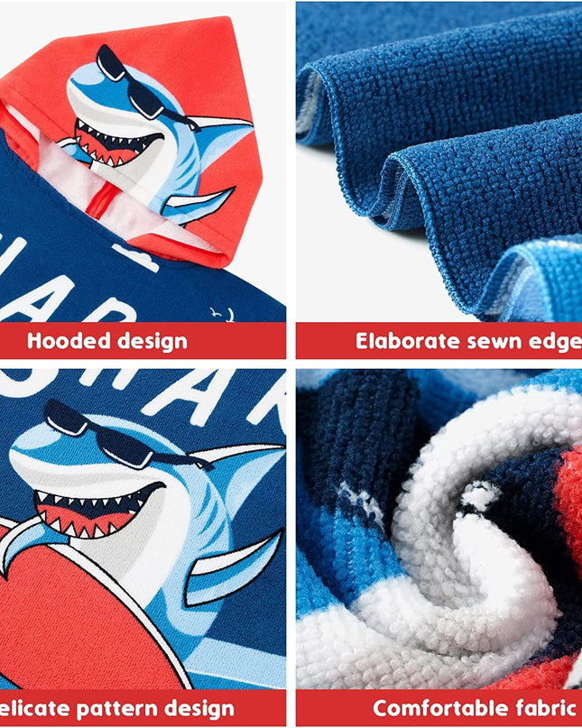 Kids’ Hooded Microfiber Bath Towel | Quick-Dry Cloak with Animal Prints