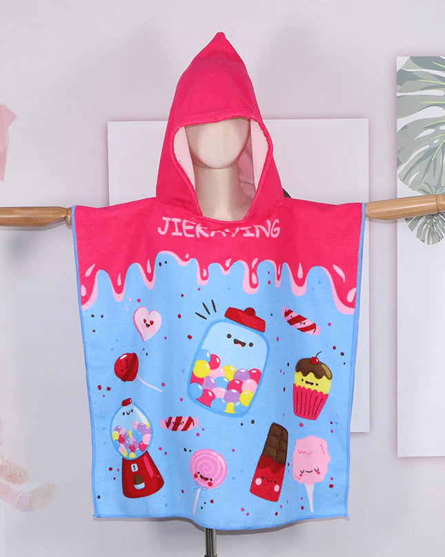 Kids’ Hooded Microfiber Bath Towel | Quick-Dry Cloak with Animal Prints