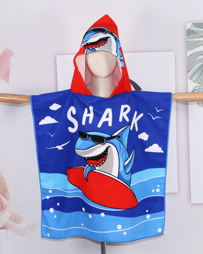 Kids’ Hooded Microfiber Bath Towel | Quick-Dry Cloak with Animal Prints