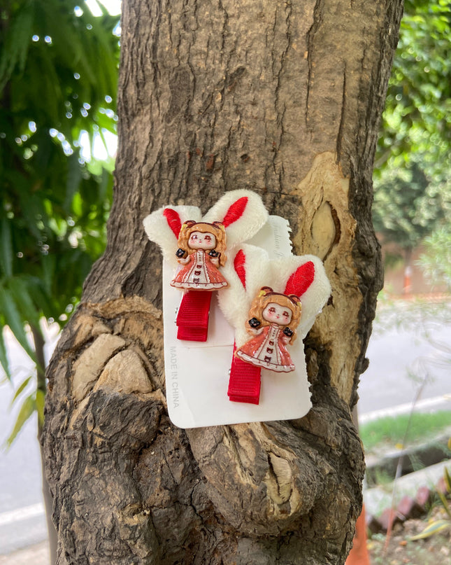 Fur Hair Clips (2 Pairs)
