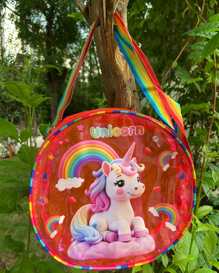 Unicorn and Space Round Jelly Sling Bag