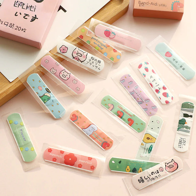 Cute Cartoon Waterproof Bandages for Kids – Skin-Friendly (Pack of 20)