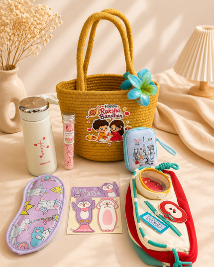 kiddon Jute Basket Rakhi Special Hamper