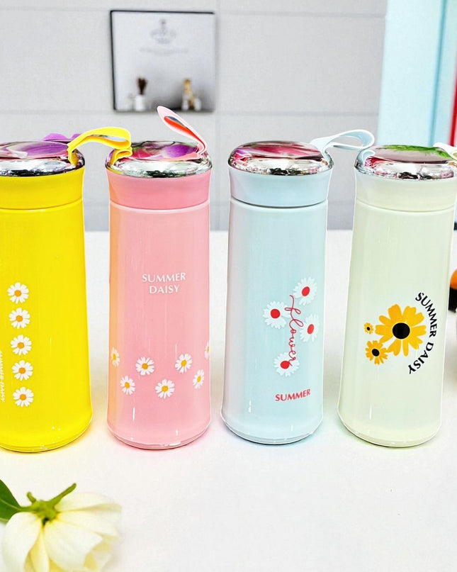 Kiddon Aesthetic Flower Glass Water Bottle