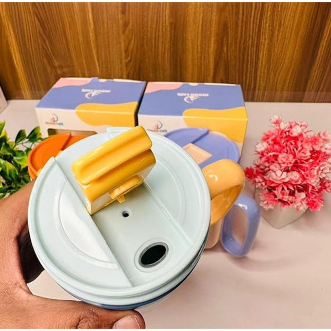 Cartoon Print Insulated Stainless Steel Mug With Lid