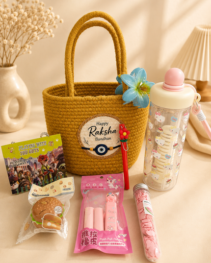 Kiddon Premium Jute Basket Rakhi Hamper